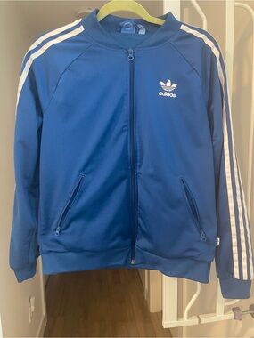 adidas Blue Jacket with White Trefoil Logo